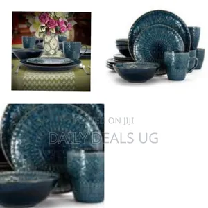 Elama Deep Sea Mozaic 24-Piece Luxurious Stoneware Dinnerware Set
