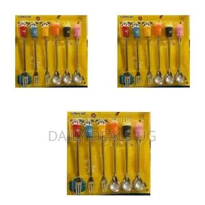 6-Piece Set of Whimsical Dessert Spoons and Forks With Cute Handles