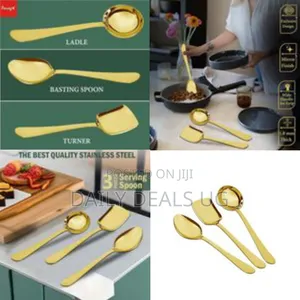 Parage Stainless Steel Gold Serving Spoon Set