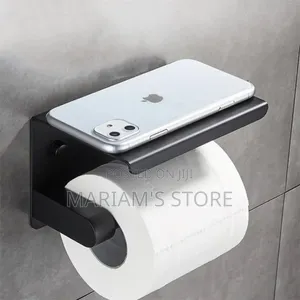 Matte Black Wall-Mounted Toilet Paper Holder – Modern Durable