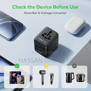 7-in-1 Universal Travel Adapter, 3 Usb-C Pd 2 Travel Plug Adapter,