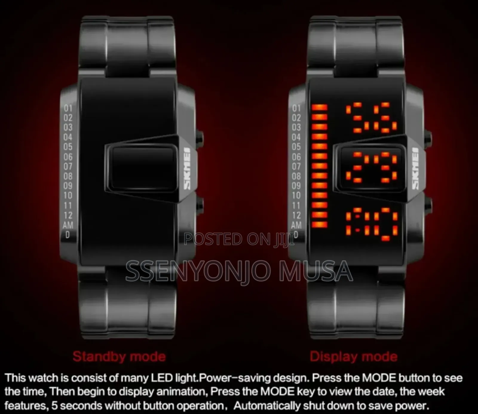 Skmei 1179 Digital Led Men’S Watch – 5atm Waterproof Stainless Steel