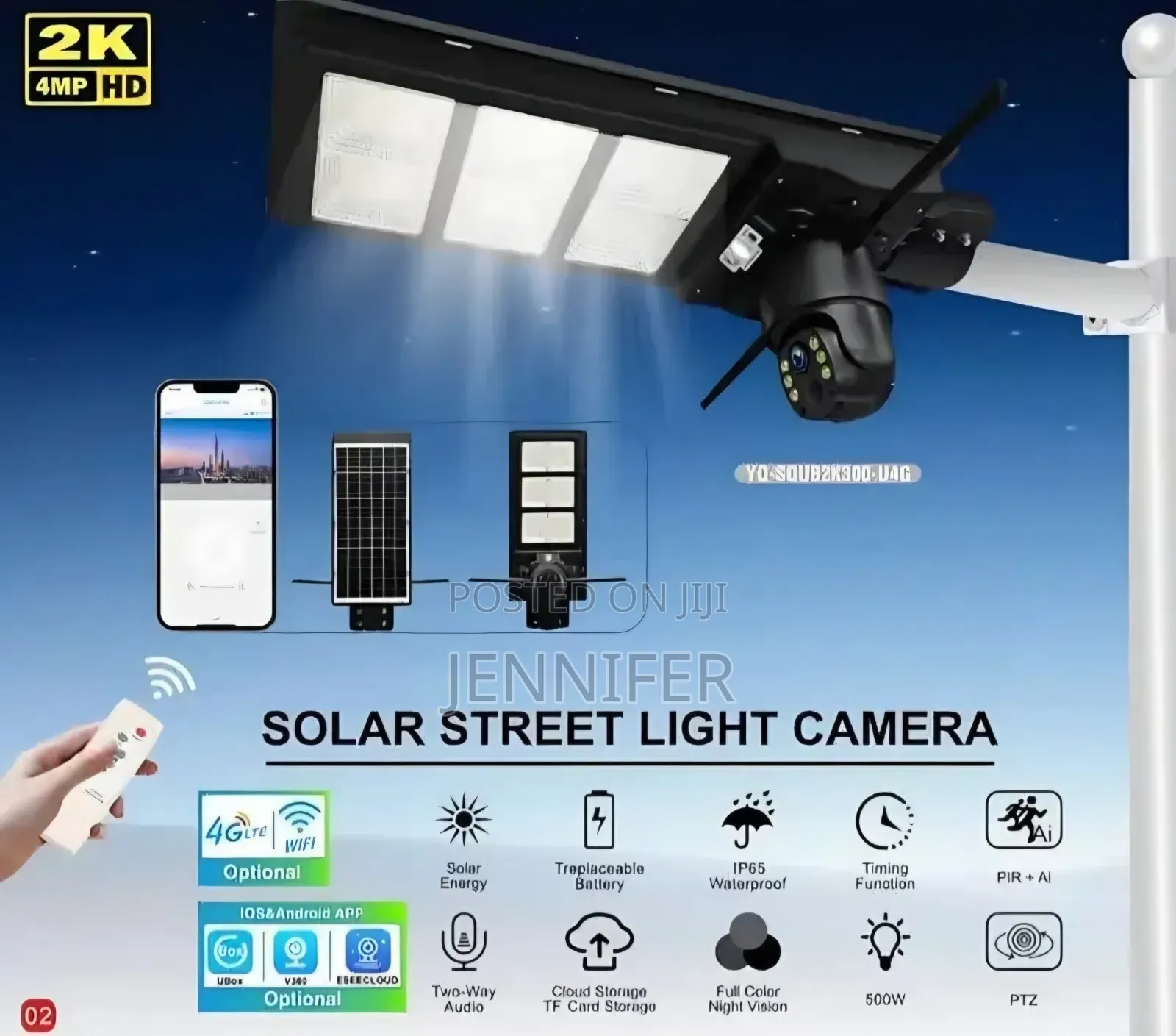 Ai Solar Camera With Street Light All in One Water-Proof With Remote
