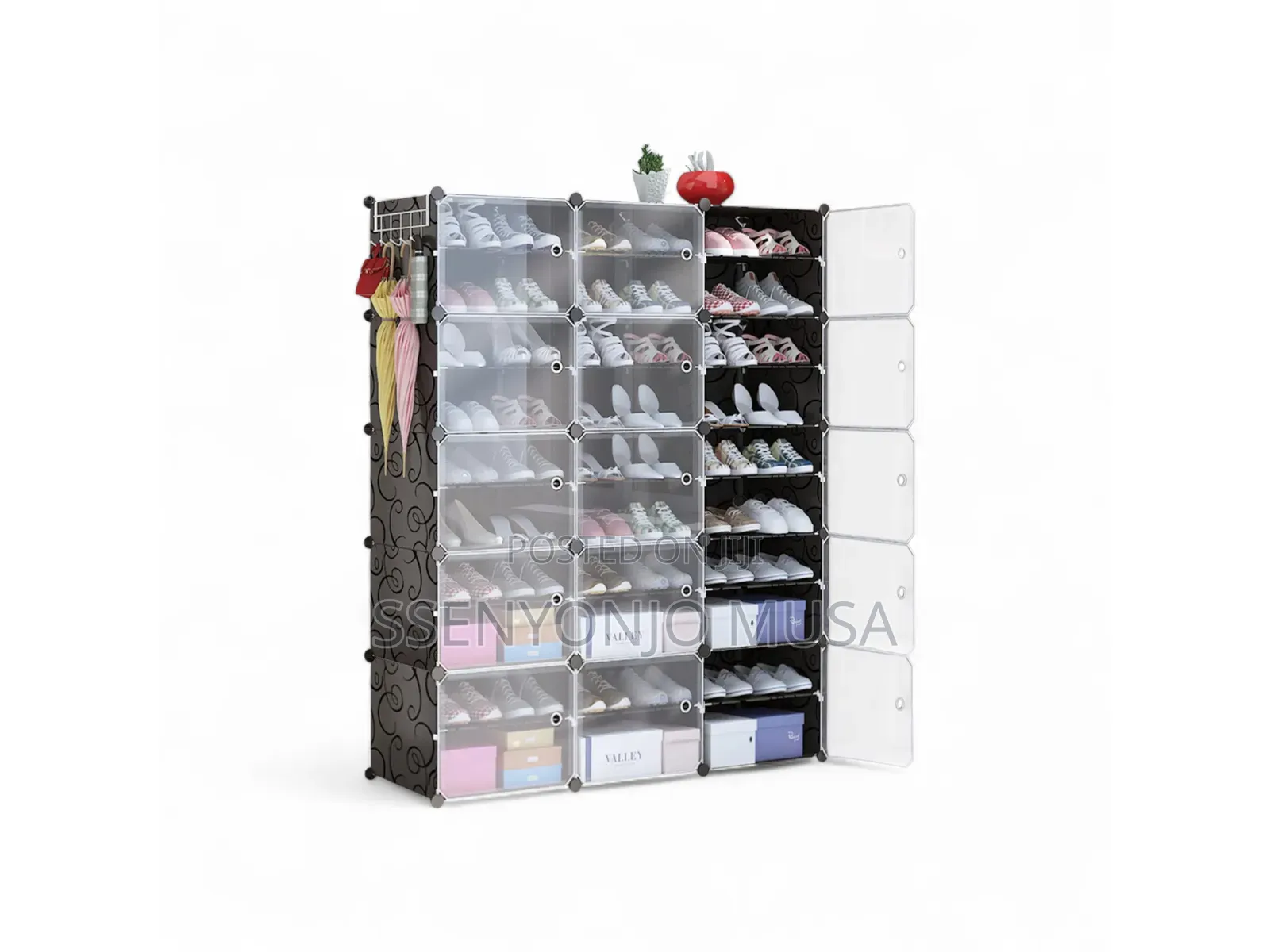 12-layer Plastic Cube Dustproof Shoe Cabinet - For 3 Columns