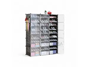 12-layer Plastic Cube Dustproof Shoe Cabinet - For 3 Columns