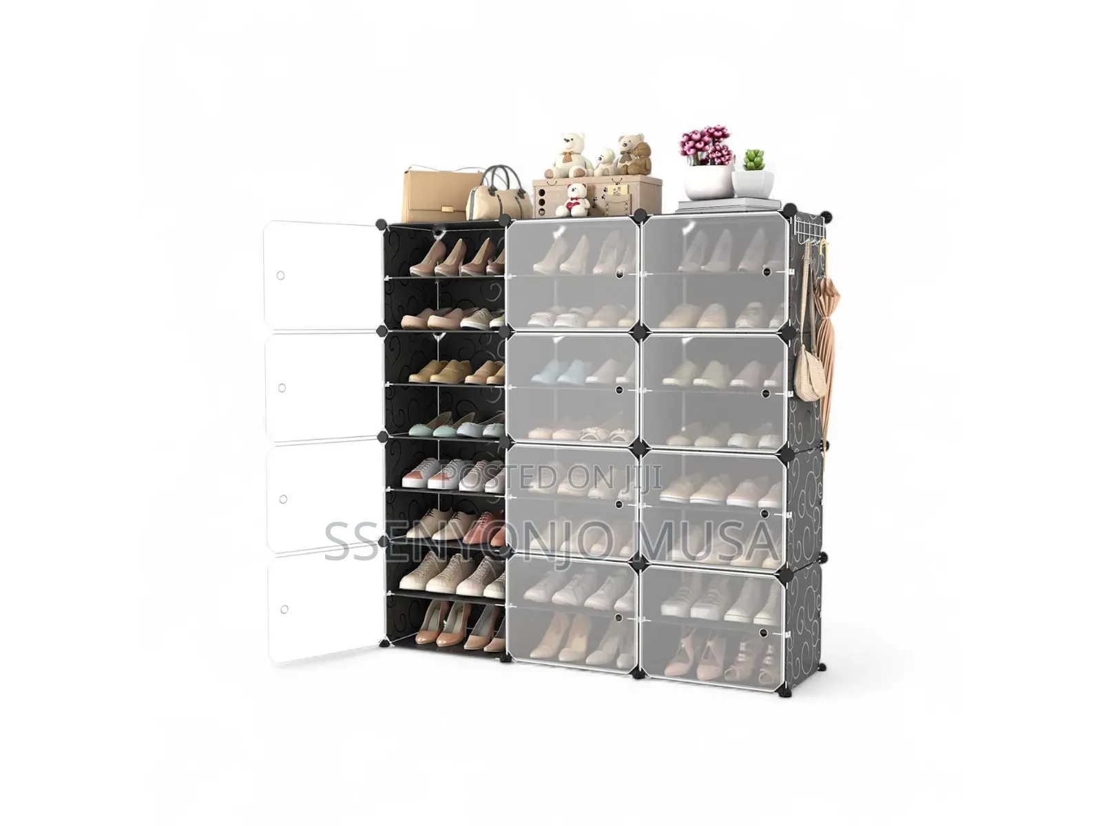 12-layer Plastic Cube Dustproof Shoe Cabinet - For 3 Columns