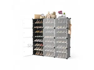 12-layer Plastic Cube Dustproof Shoe Cabinet - For 3 Columns