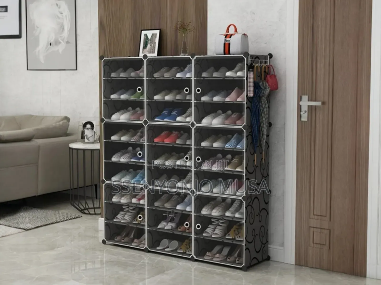 12-layer Plastic Cube Dustproof Shoe Cabinet - For 3 Columns