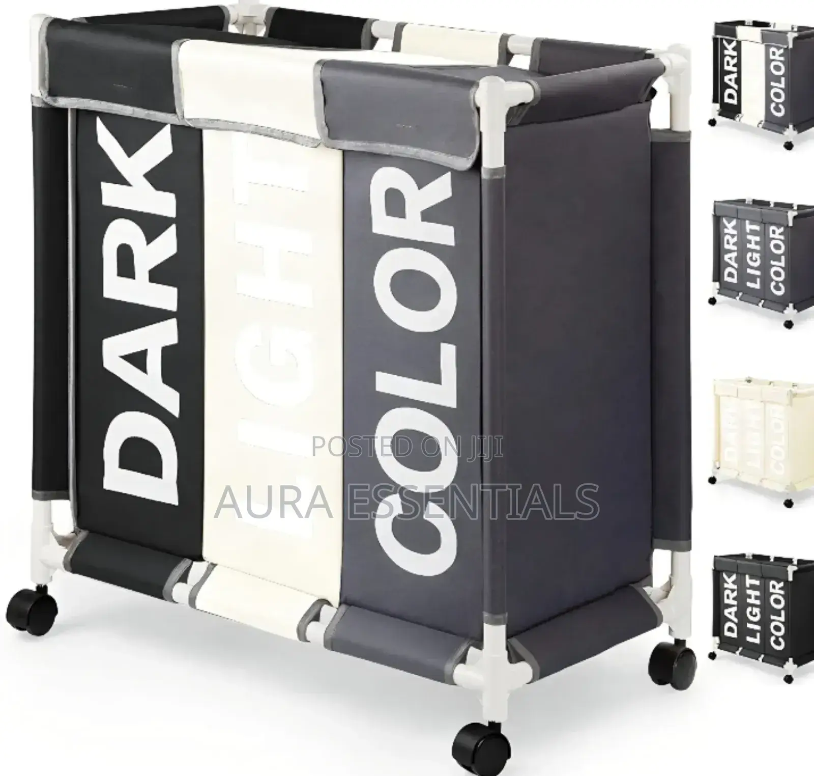 3-Section Laundry Sorter With a PVC Pipe Frame and Wheels