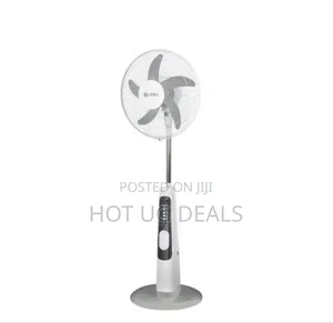 Spj Solar Rechargeable Pedestal Fan With Built-in Light, Usb Charger