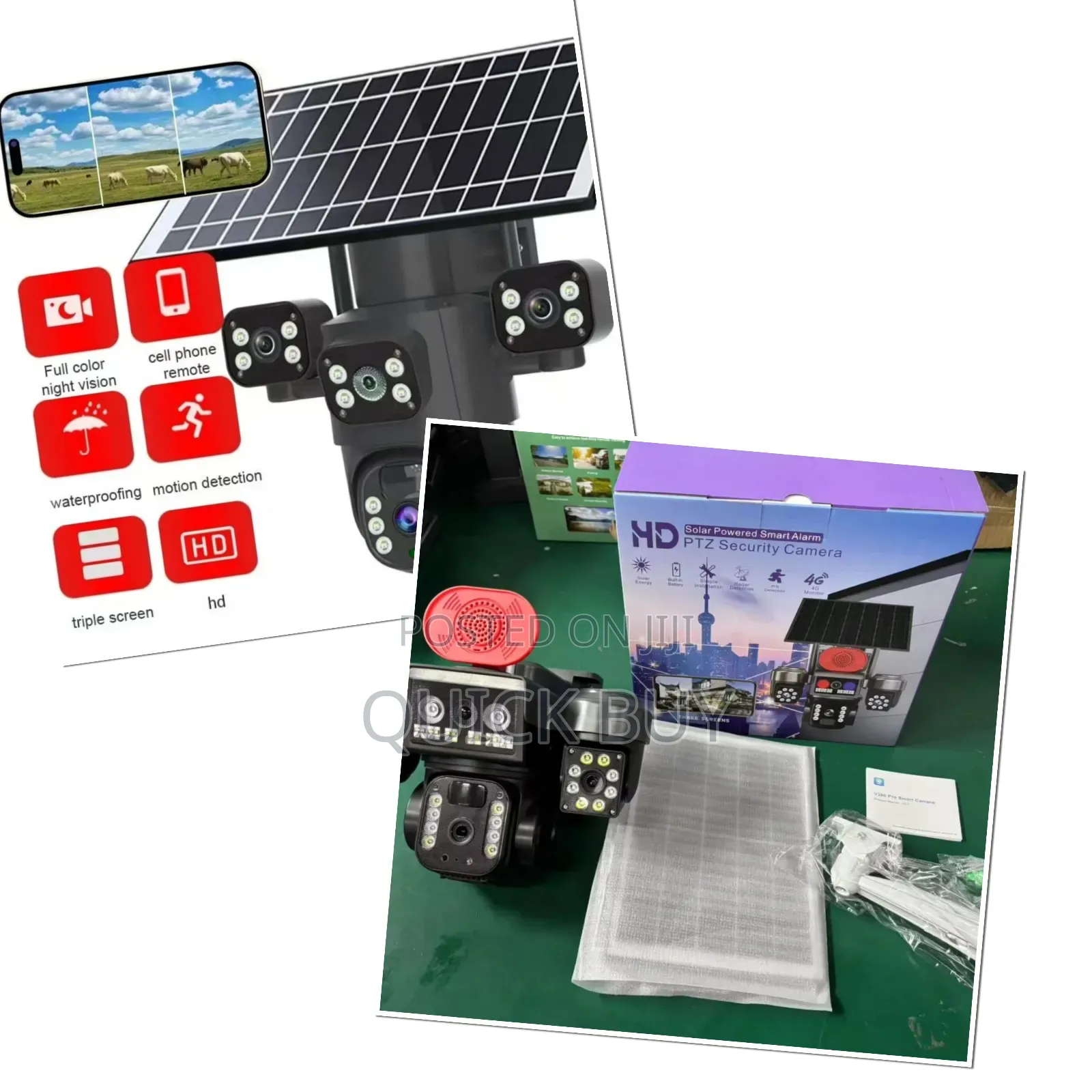 V380 Pro Solar-powered Smart Alarm Ptz Security Camera System