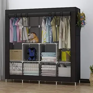 4 Columns Clothes Fabric Steel Frame Wardrobe Storage Organizer Closet