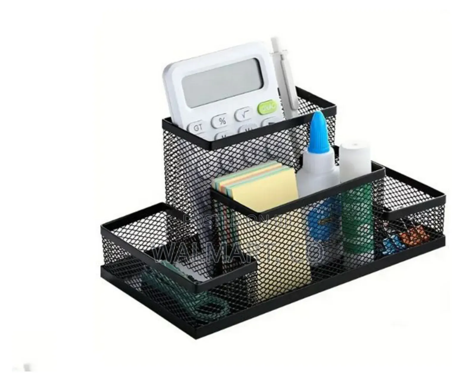 4 Tier Black Mesh Metal Desk Organizer Mult Compartment Pen Organizer