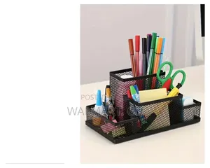 4 Tier Black Mesh Metal Desk Organizer Mult Compartment Pen Organizer