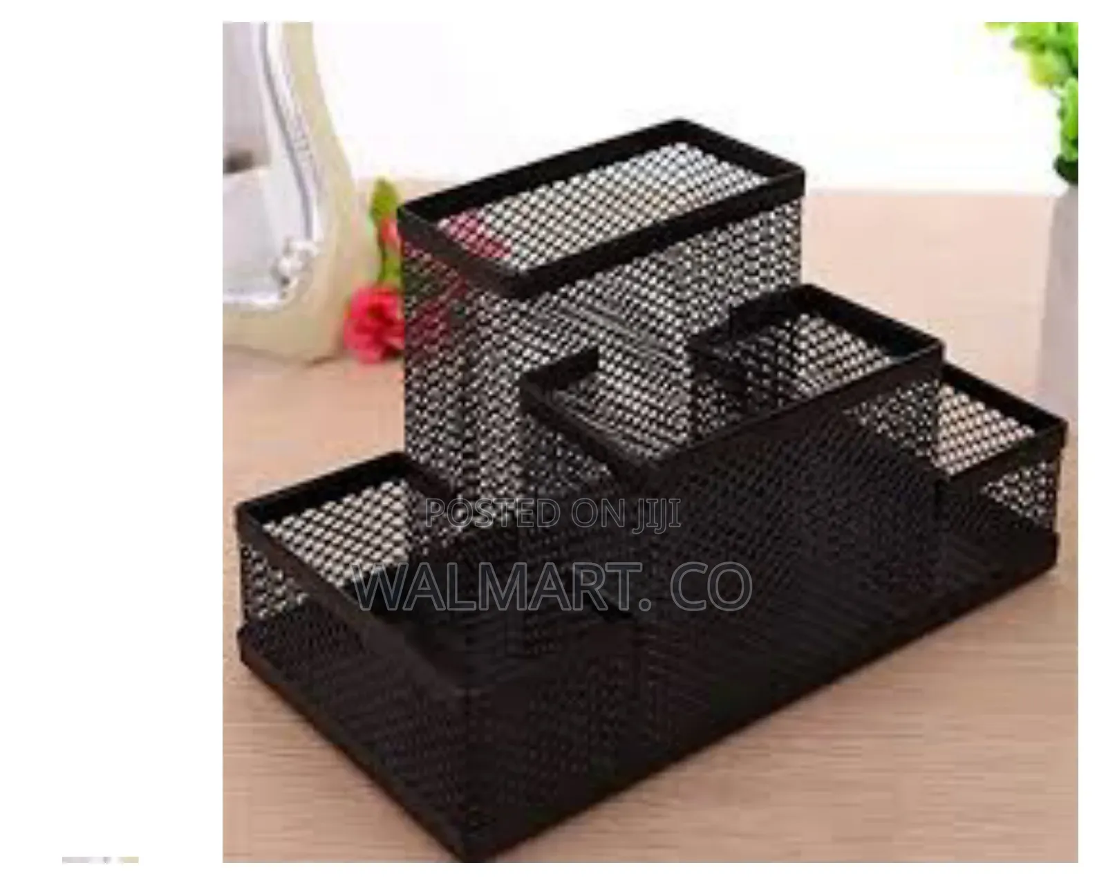 4 Tier Black Mesh Metal Desk Organizer Mult Compartment Pen Organizer