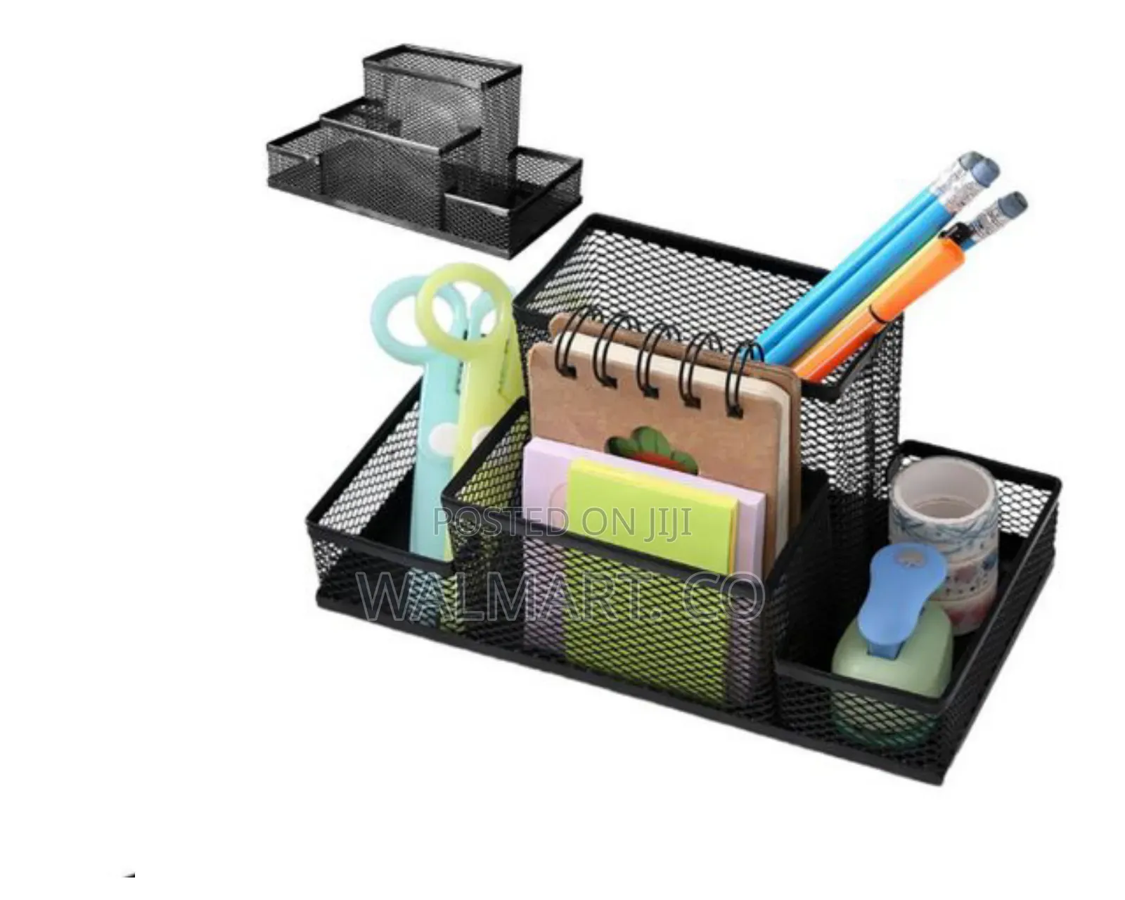 4 Tier Black Mesh Metal Desk Organizer Mult Compartment Pen Organizer