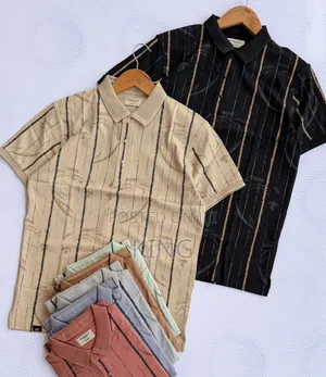 Men's Casual Striped Short-Sleeved Button-Up Shirt