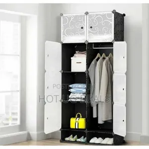 Two Columns Portable Plastic Wardrobe Closets - Black