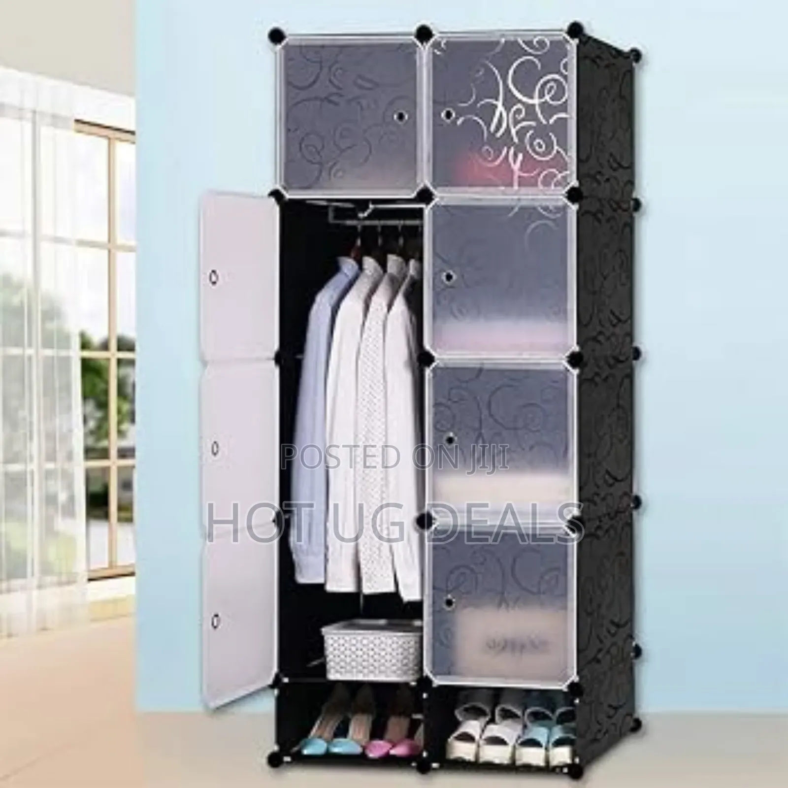 Two Column Plastic Closet Wardrobe - Black