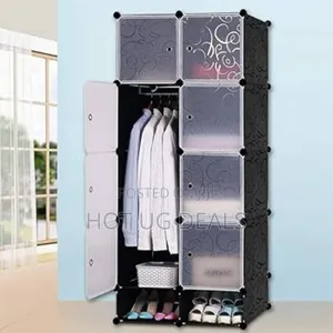Two Column Plastic Closet Wardrobe - Black