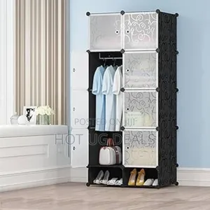 Two Column Plastic Closet Wardrobe - Black