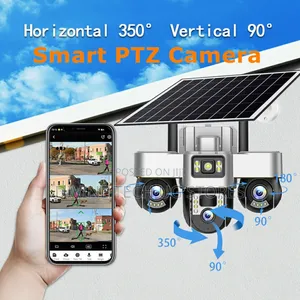 3 Lens Solar Smart PTZ Camera With Full Motion 360 Auto Rotation