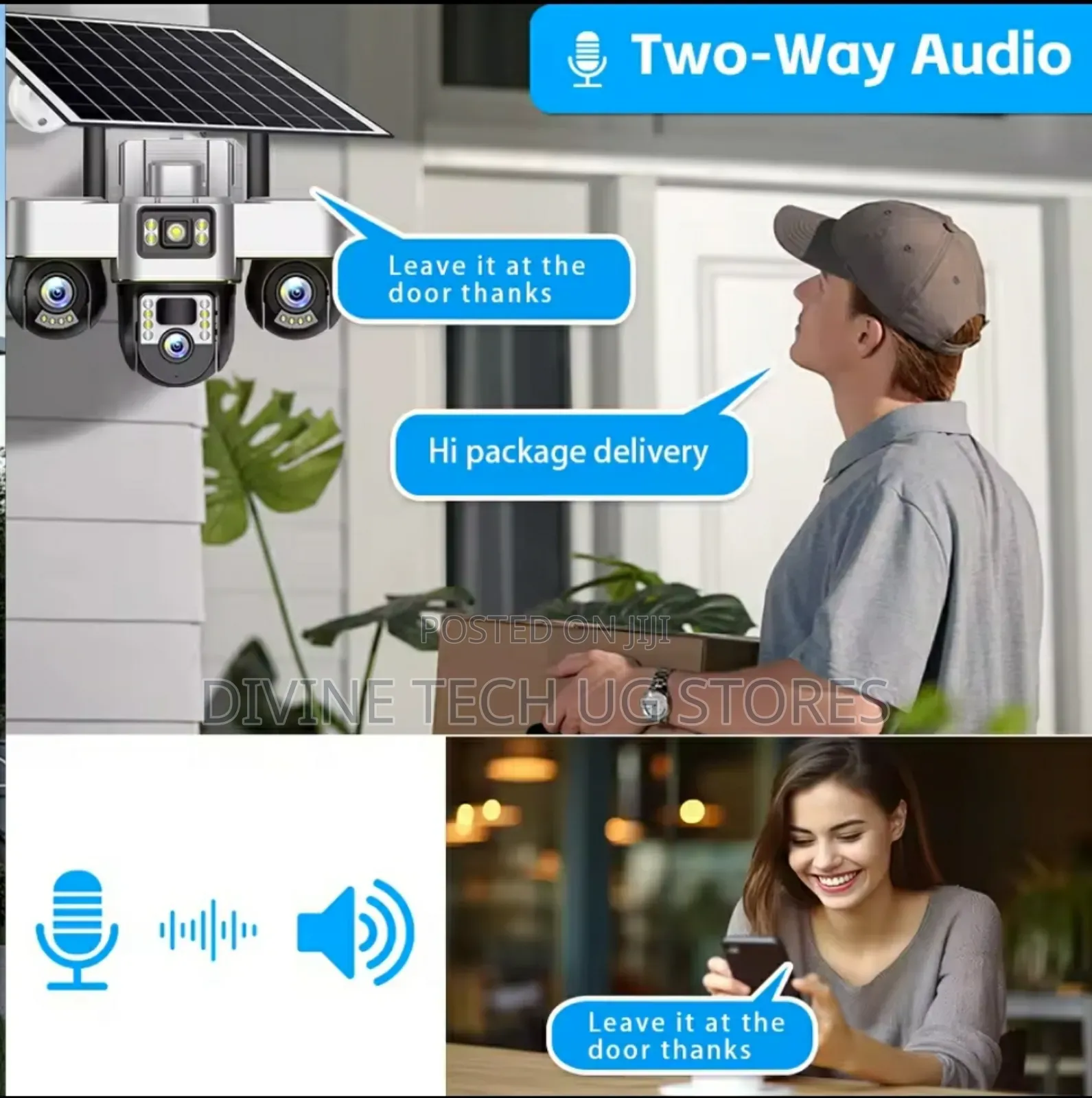 3 Lens Solar Smart PTZ Camera With Full Motion 360 Auto Rotation
