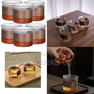 Elegant Textured Glass Tumbler Set With Insulated Sleeves -Transparent