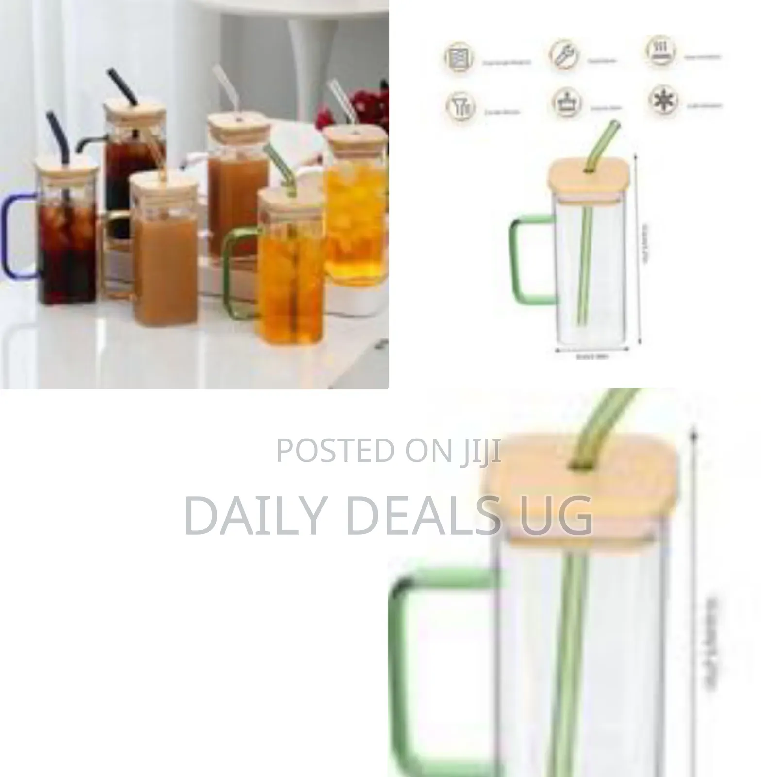 Square Tumbler With a Bamboo Lid and a Straw