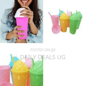 Set of 6 Plastic Ice Cream Shaped Sipper Cups