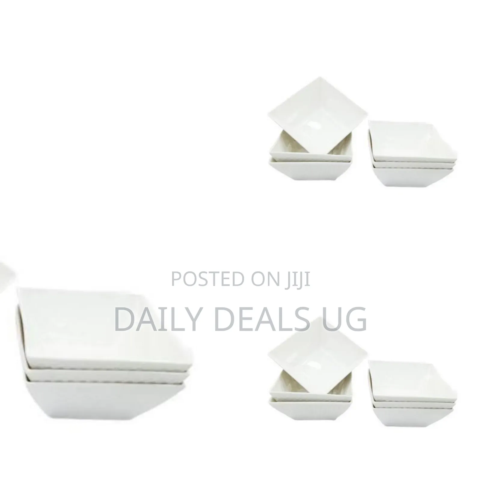 6 Piece Set White Porcelain Square Bowl