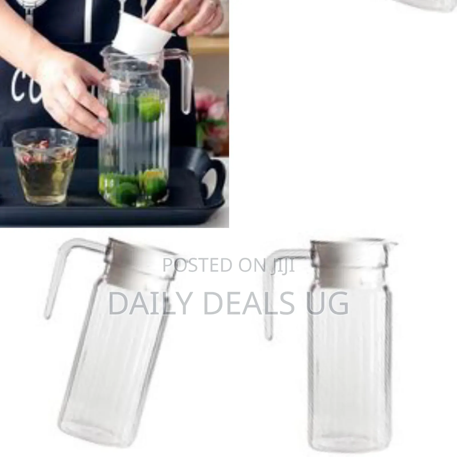 A Clear Glass or Acrylic Beverage Carafe Practical Handle