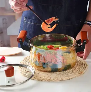 Glass Cooking Pot With Wooden Handle
