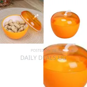 Vintage Orange Plastic Apple-Shaped Candy Pot or Sugar Bowl