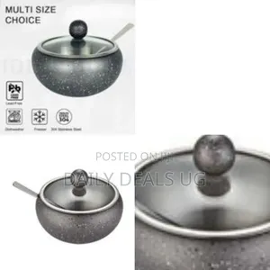 Contemporary Speckled Condiment Bowl With Glass Lid and Spoon