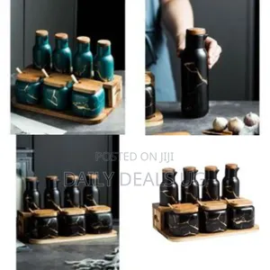 Elegant Marble-Design Ceramic Seasoning Oil Dispenser Set