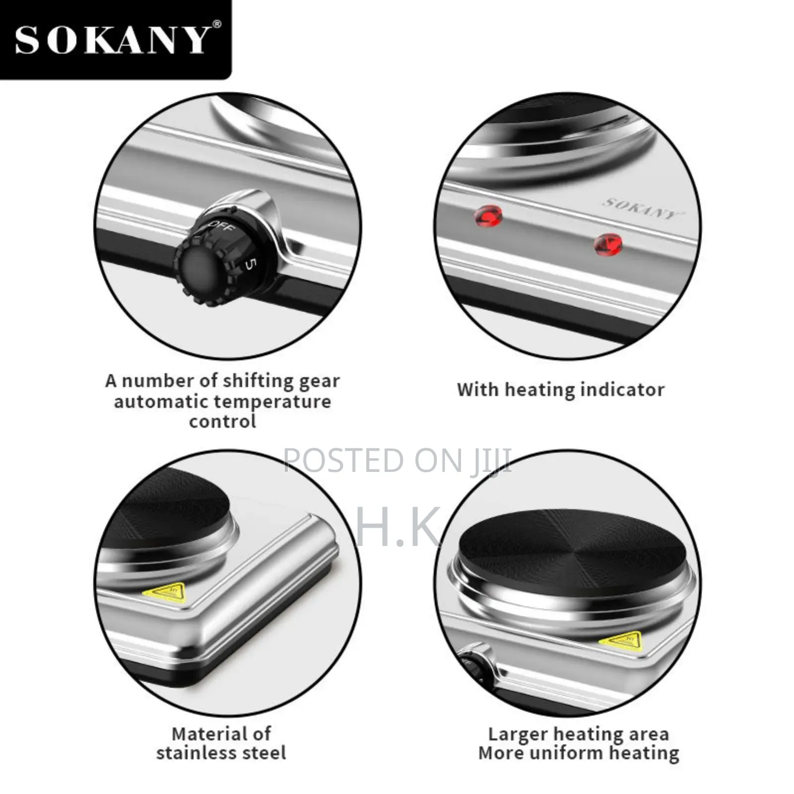 Sokany Portable Electric Stove Twin Solid Hot Plate