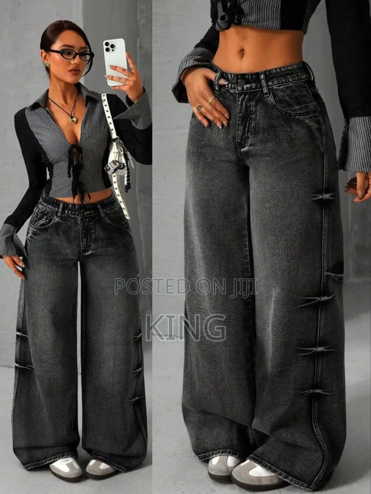 Classic Comfortable High Waisted Flared Jeans Cool Stretch .