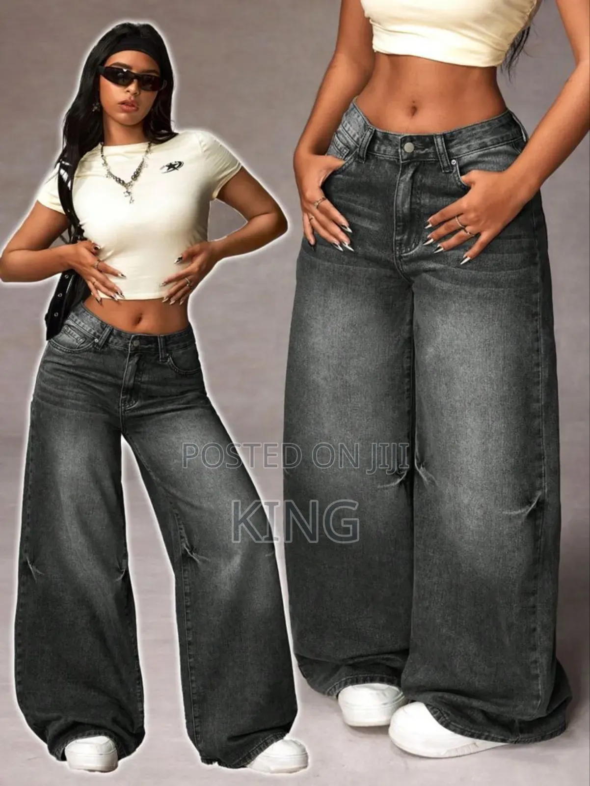 Classic Comfortable High Waisted Flared Jeans Cool Stretch .