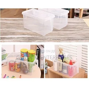 Transparent Plastic Fridge Storage Box With a Lid and Handle