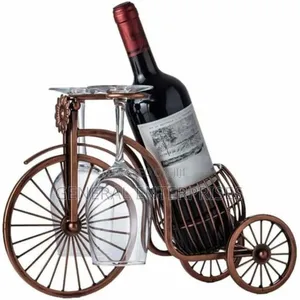 Vintage-Style Metal Tricycle Wine Rack
