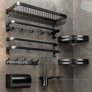 7piece Modern Bathroom Accessory Corner Caddy Storage Set Organisers