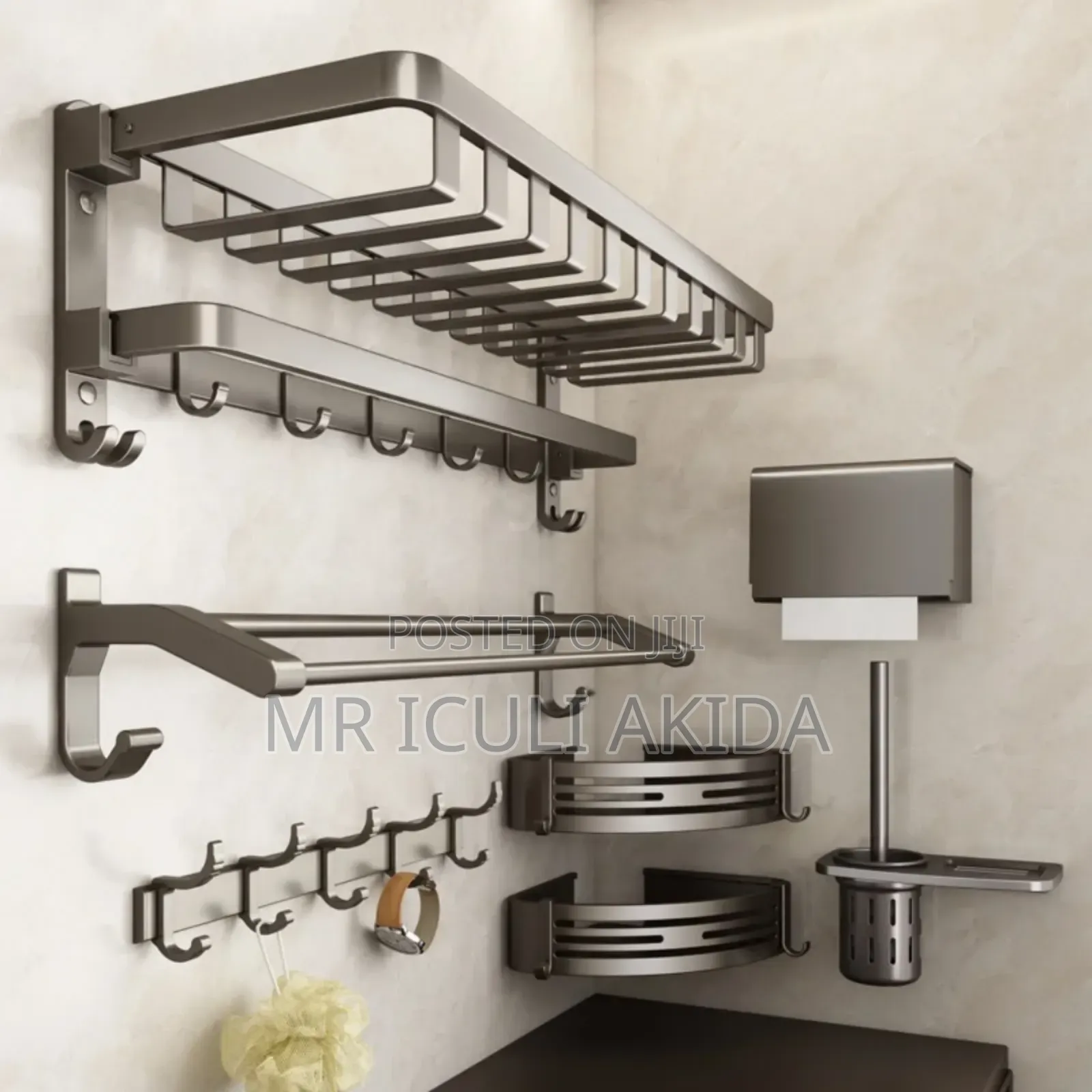 7piece Modern Bathroom Accessory Corner Caddy Storage Set Organisers