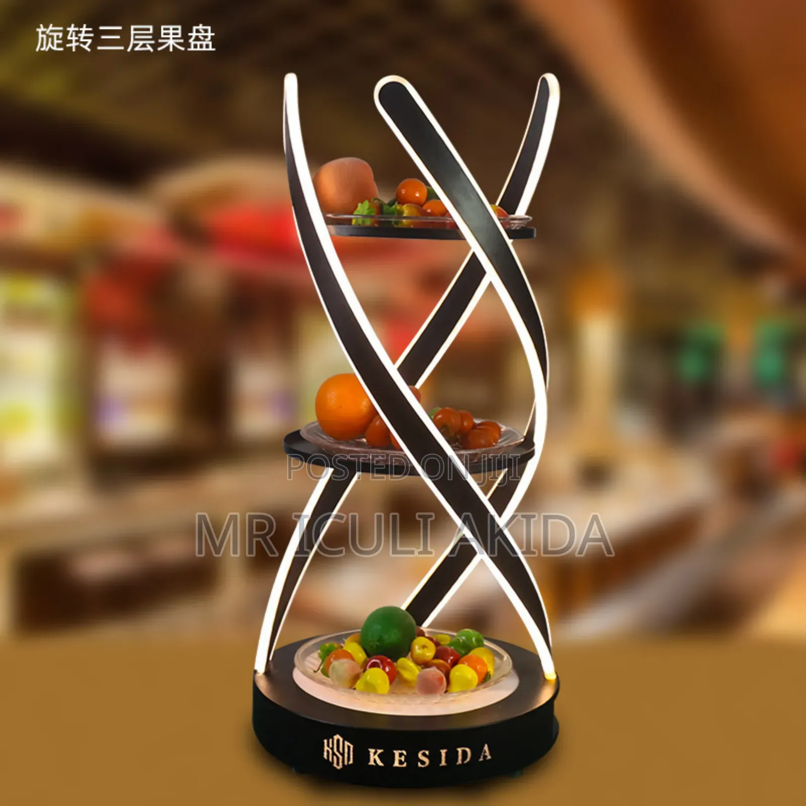 3-Tier Modern Luminous Fruit Plate Stand for Home,Bars,Clubs