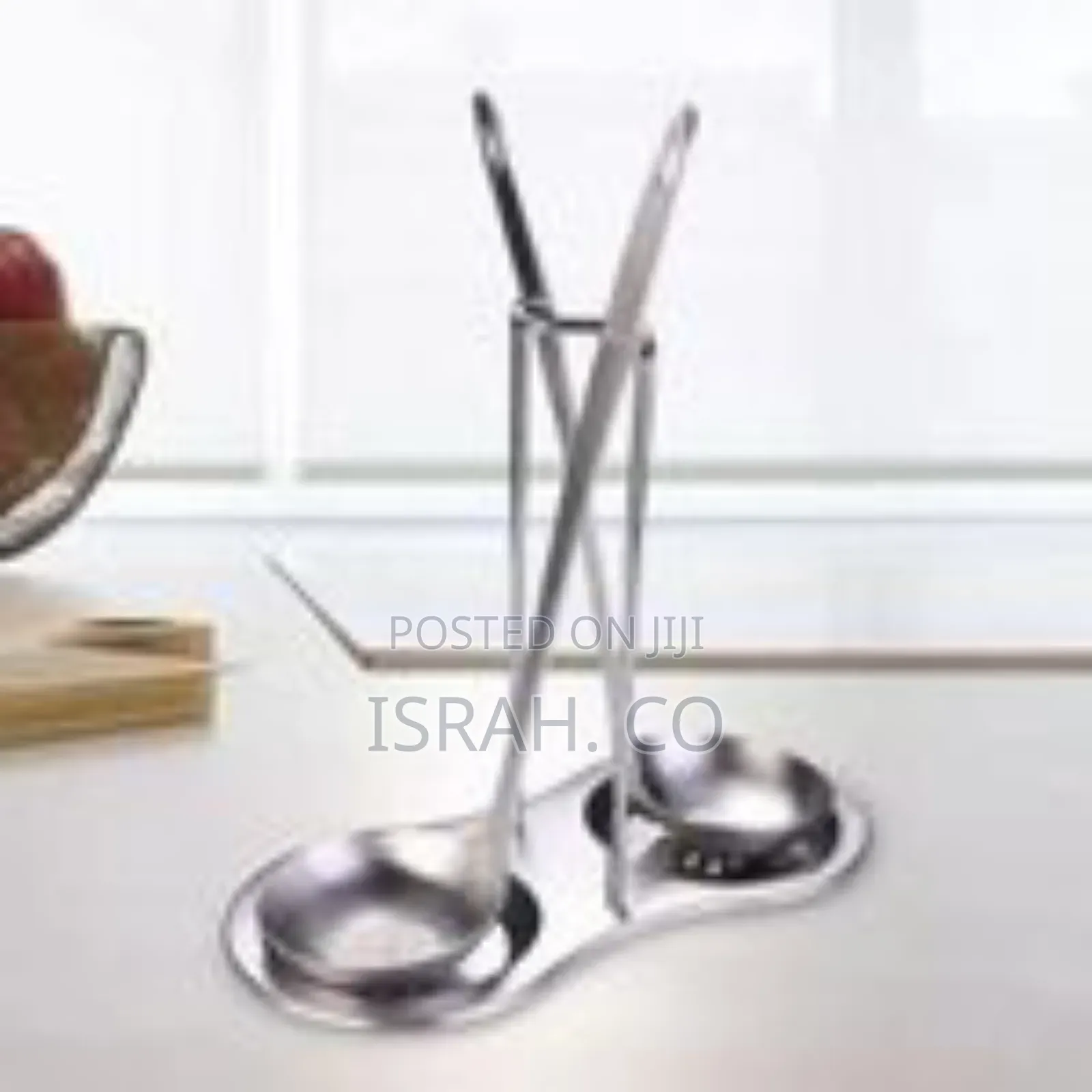 Dual Stainless Steel Vertical Ladle Stand With Drip Tray