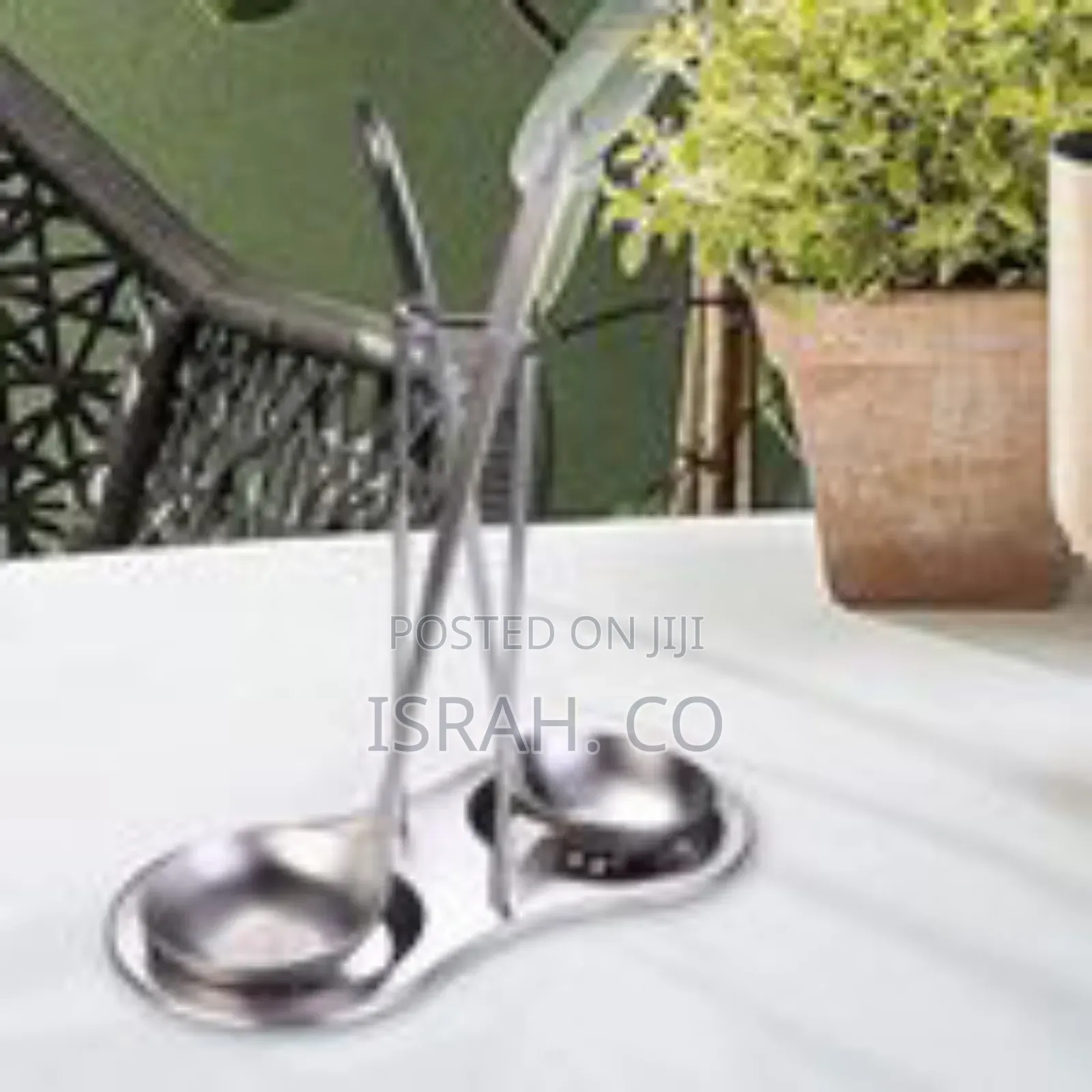 Dual Stainless Steel Vertical Ladle Stand With Drip Tray