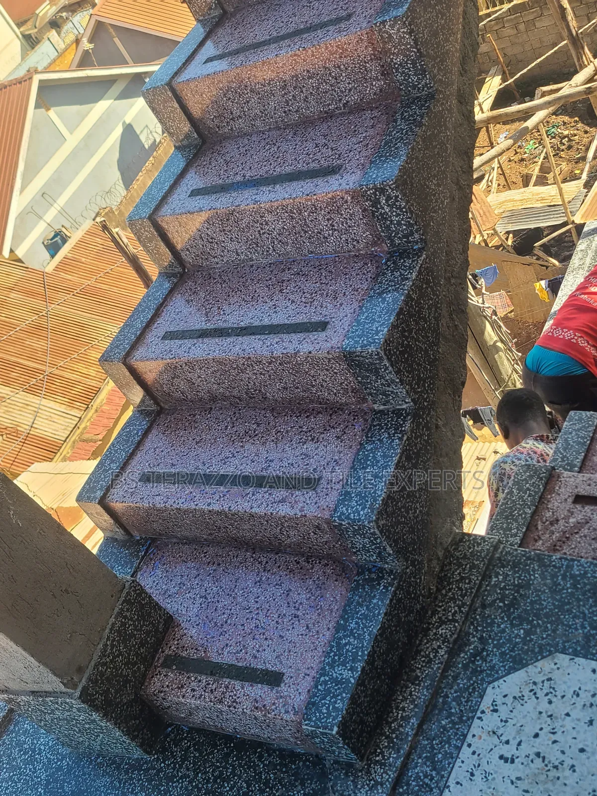 Terrazo Shaped Floor Steps
