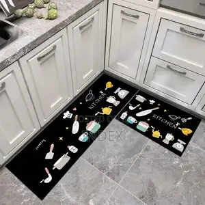 2 Pieces Non -Slip Kitchen Mats-Black
