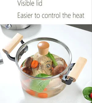 Glass Cooking Pot With Wooden Handle
