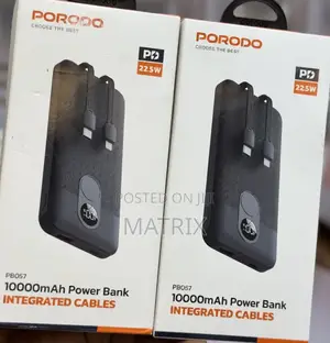 Porodo 10000mah Powerbank Integrated Cable